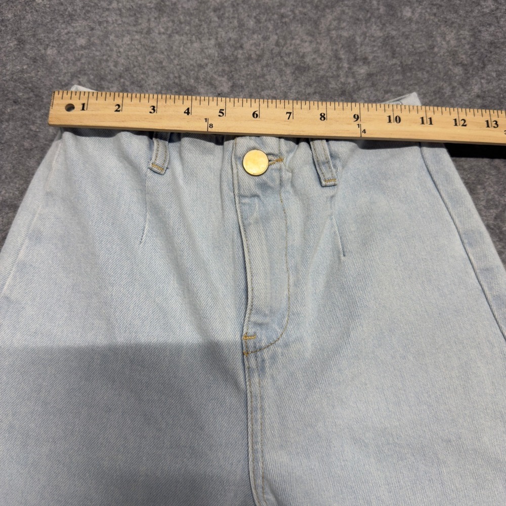Zara High Waisted Wide Leg Jeans Light Wash Denim Gold Button Womens Size 2 - Picture 9 of 14